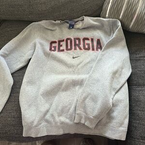 Nike Gray Georgia Crewneck Sweatshirt with Red Trim